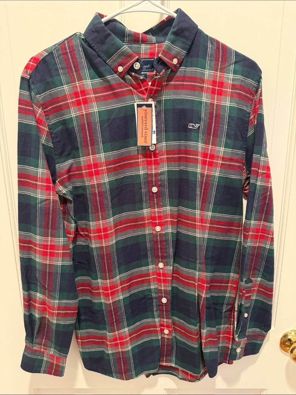 Vineyard Vines Red, Green and Navy Plaid Button-Down Shirt
